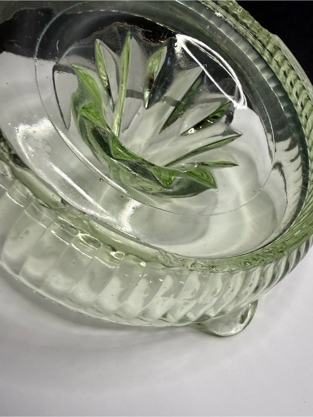 Antique Uranium Green Glass Juicer